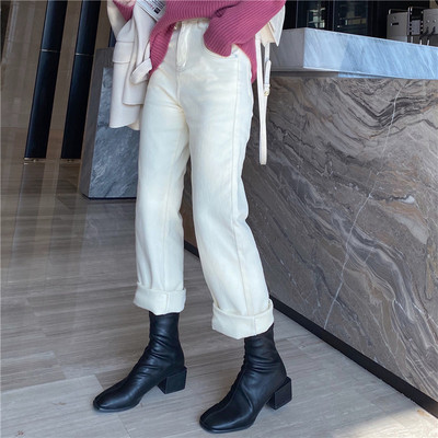 Ежедневни дамски дънки с джобове-широк модел