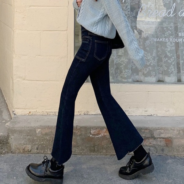 Дамски дънки с висока  талия и джобове