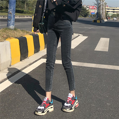 Casual ελαστικό τζιν γυναικεία με ψηλή μέση και τσέπες