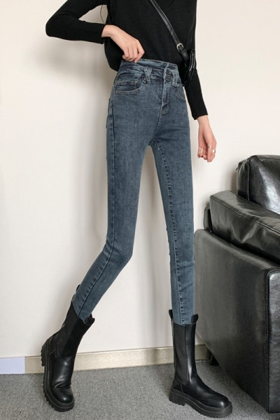 Дамски дънки с висока талия - Slim  модел