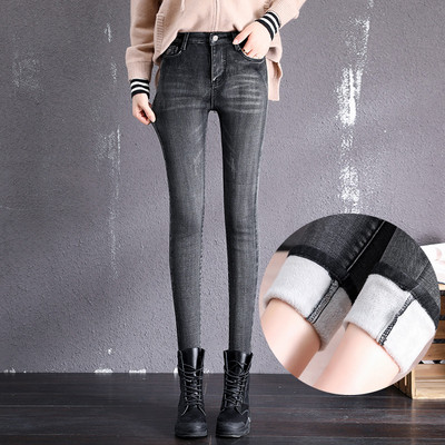 Kahes värvitoonis sooja voodriga naiste vabaaja teksad