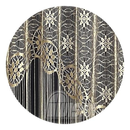 Готово перде дантела ресни с ширит лента Greta 9744, 300x160 cm, 100% Полиестер, Бежов, Златист цвят