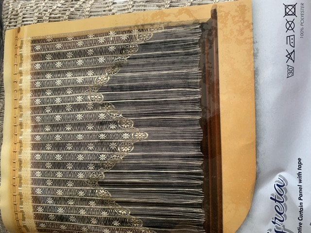 Готово перде дантела ресни с ширит лента Greta 9744, 300x160 cm, 100% Полиестер, Бежов, Златист цвят