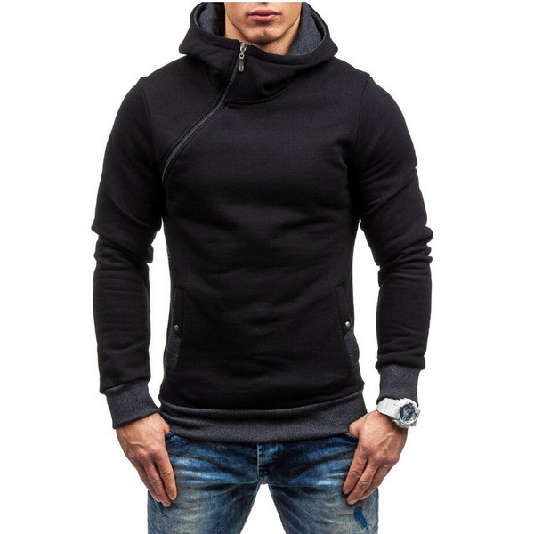 Moderan muški sweatshirt s bočnim patentnim zatvaračem jednobojni model