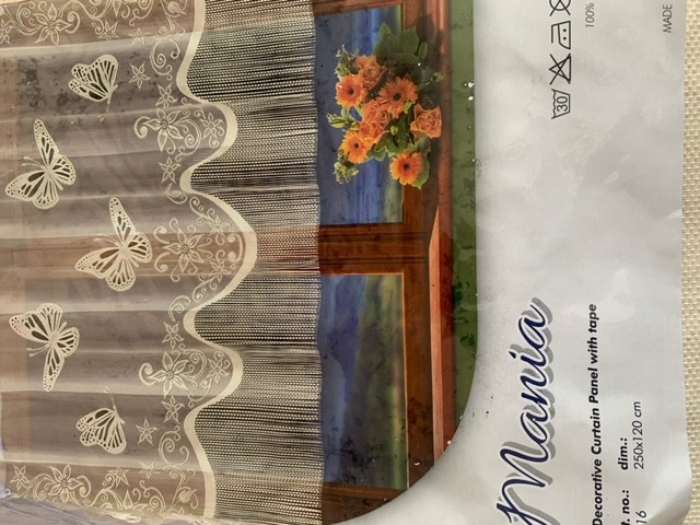 Перде дантела с ширит лента Mania 816, 250x120 cm, 100% Полиестер, Крем