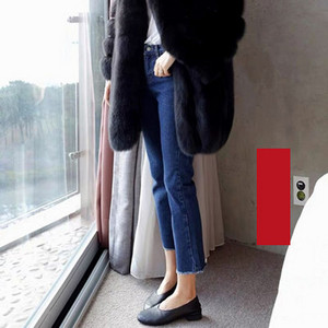 Moodsad kõrge vöökohaga naiste teksad pikkusega -9/10