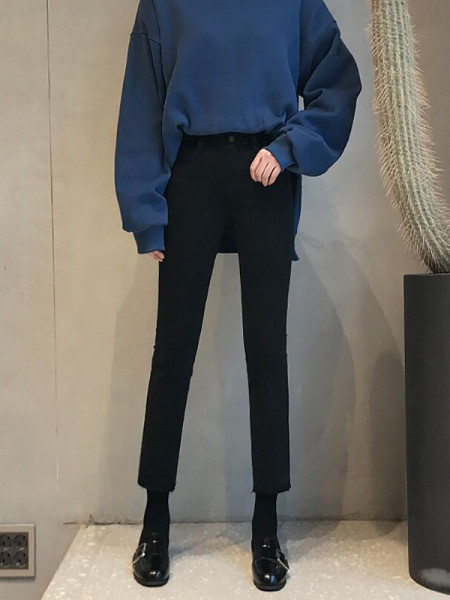 Moodsad kõrge vöökohaga naiste teksad pikkusega -9/10