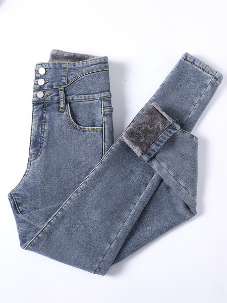 Naiste moodsad kõrge vöökohaga teksad