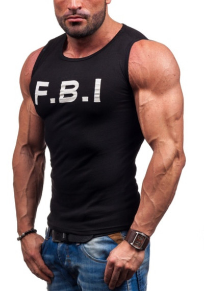 Ανδρικό αμάνικο με επιγραφή προσαρμοσμένο μοντέλο