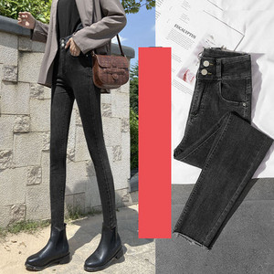 Casual τζιν με ψηλή μέση και ζεστή φόδρα