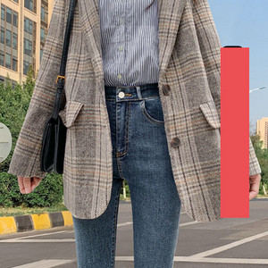 Casual τζιν με ψηλή μέση και ζεστή φόδρα