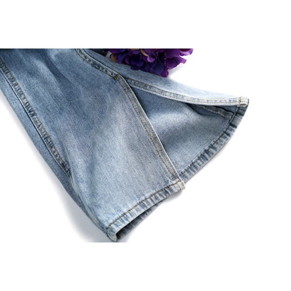 Ležerne ženske široke traperice s visokim strukom i prorezima