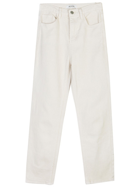 Дамски ежедневни дънки прав модел в бежов цвят