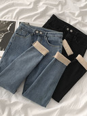 Naujo modelio moteriški džinsai su šiltu pamušalu ir aukštu juosmeniu