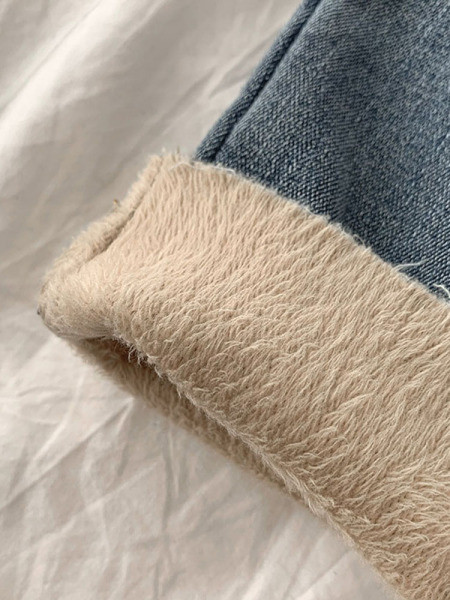 Naujo modelio moteriški džinsai su šiltu pamušalu ir aukštu juosmeniu