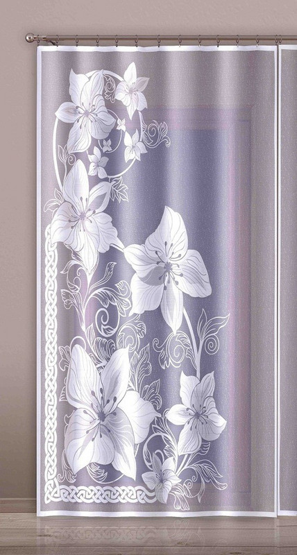 Перде дълго пано Wisan, Lilie, дантела с ширит лента 278, 250x170 cm, 100% Полиестер, Бял