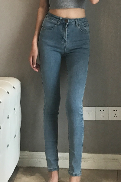 Дамски ежедневни изчистени дънки с висока талия 