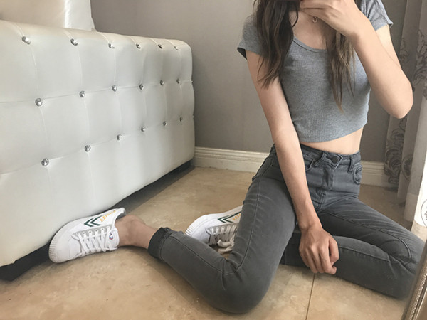 Дамски ежедневни изчистени дънки с висока талия 