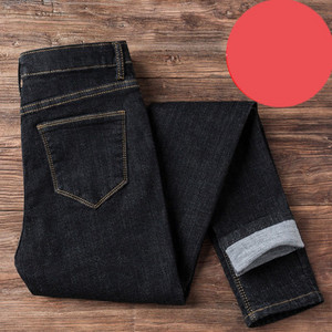 Нов модел дамски зимни дънки с висока талия в черен и син цвят