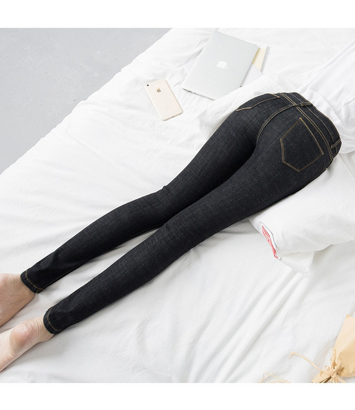 Нов модел дамски зимни дънки с висока талия в черен и син цвят