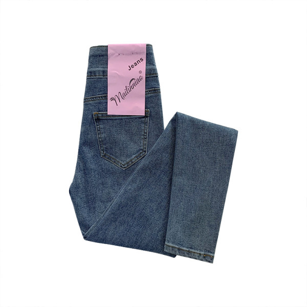 Модерни дамски вталени дънки с висока талия и копчета