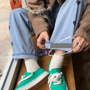 Casual γυναικεία τζιν με ψηλή μέση καρδιές