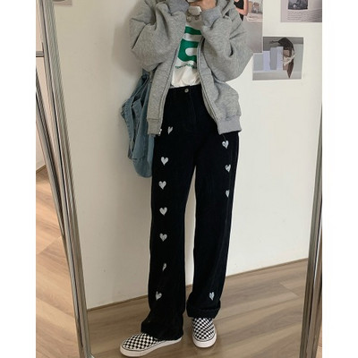 Casual γυναικεία τζιν με ψηλή μέση καρδιές