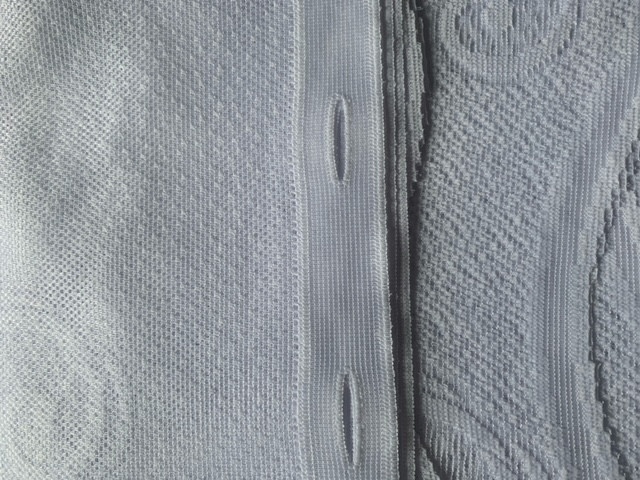 Готово перде дантела за кухня комплект от 3 броя с улей дупки за корниз 2 броя x (40 x 125 cm) + 250 x 100 cm, 100% Полиестер, Бял цвят