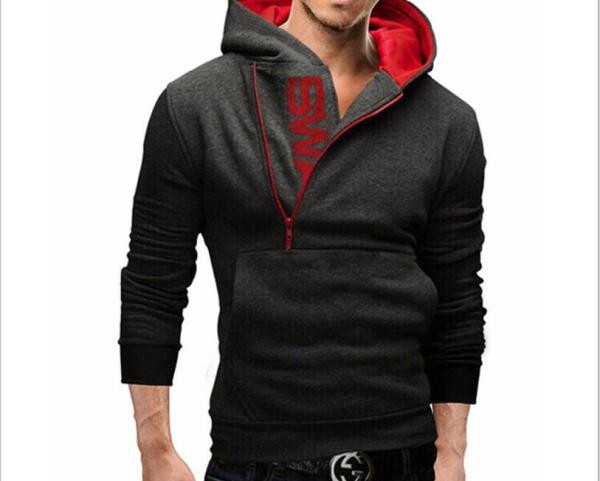 Μοντέρνο φούτερ με φερμουάρ και επιγραφή