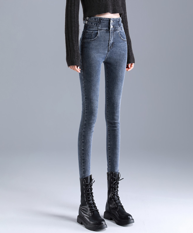 Дамски вталени дънки с висока талия подходящи за ежедневието