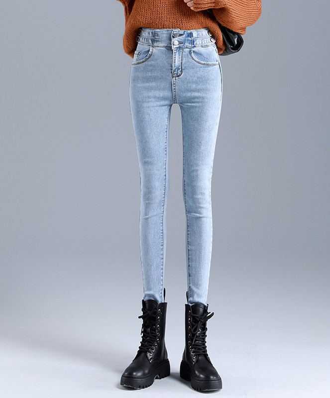 Дамски вталени дънки с висока талия подходящи за ежедневието