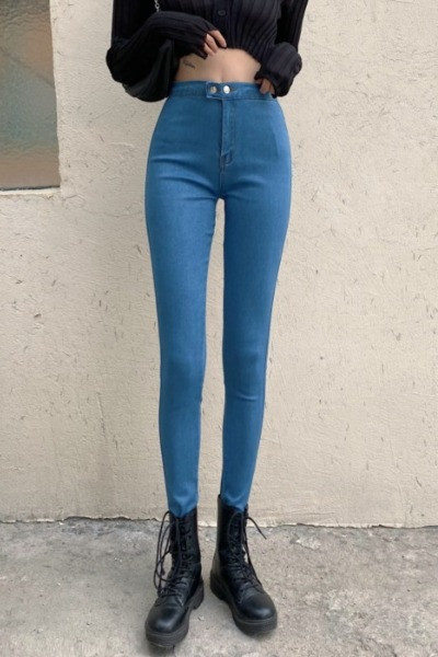 Дамски дънки Slim модел с  висока талия