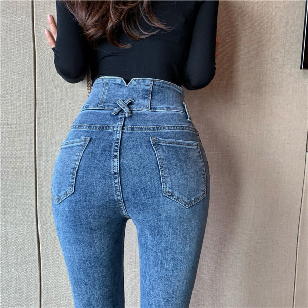 Модерни дамски дънки с висока талия -Slim модел