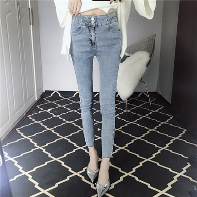 Нов модел вталени тънки дънки с висока талия