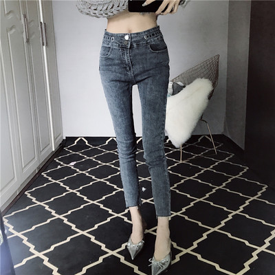 Нов модел вталени тънки дънки с висока талия