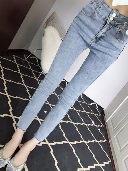 Нов модел вталени тънки дънки с висока талия