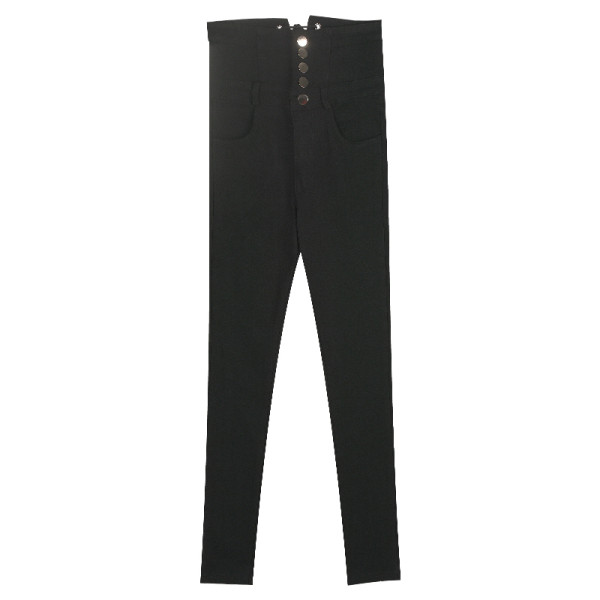 Дамски дънки силно вталени с висока талия и копчета