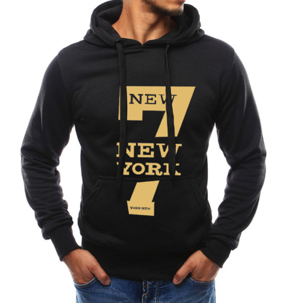 Μοντέρνο καθημερινό ανδρικό φούτερ  με επιγραφή και κορδόνια