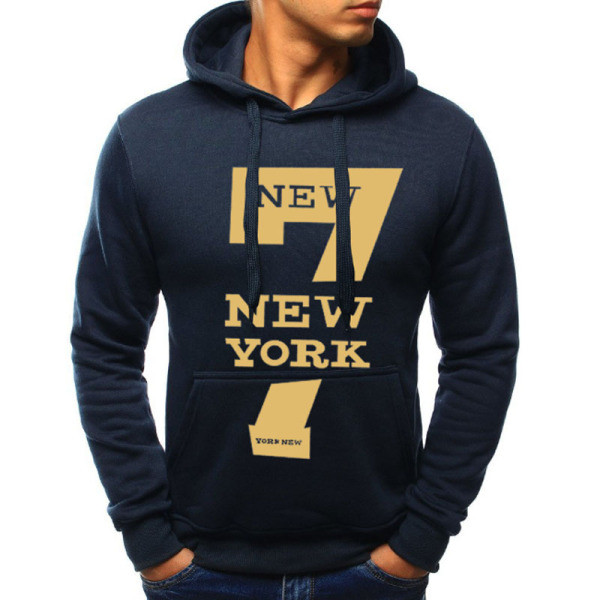 Μοντέρνο καθημερινό ανδρικό φούτερ  με επιγραφή και κορδόνια