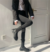 Naiste vabaaja teksad kõrge vöökohaga musta värvi