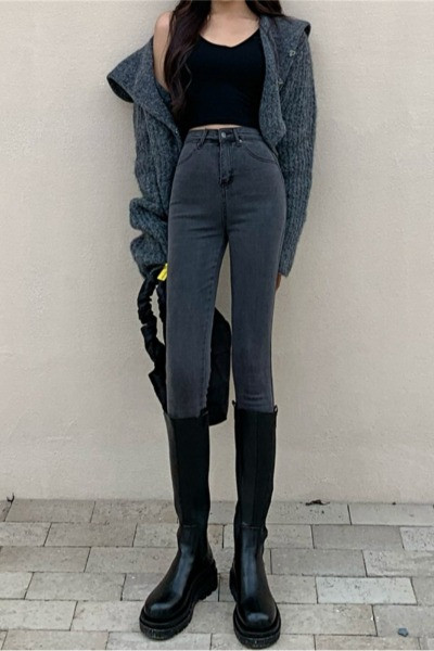 Дамски  ежедневни дънки в три цвята с висока талия