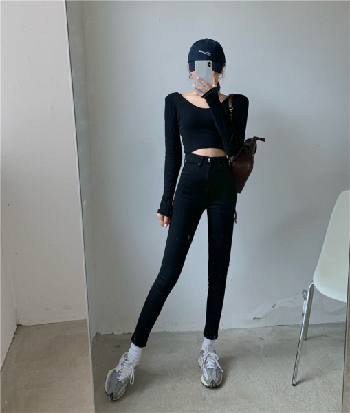 Дамски  ежедневни дънки в три цвята с висока талия