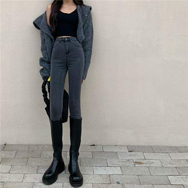 Дамски  ежедневни дънки в три цвята с висока талия