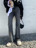 Дамски дънки в черен цвят - широк модел