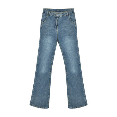 Дамски дънки в черен цвят - широк модел