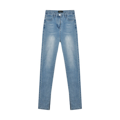 Дамски дънки с висока талия и цепки на глезените