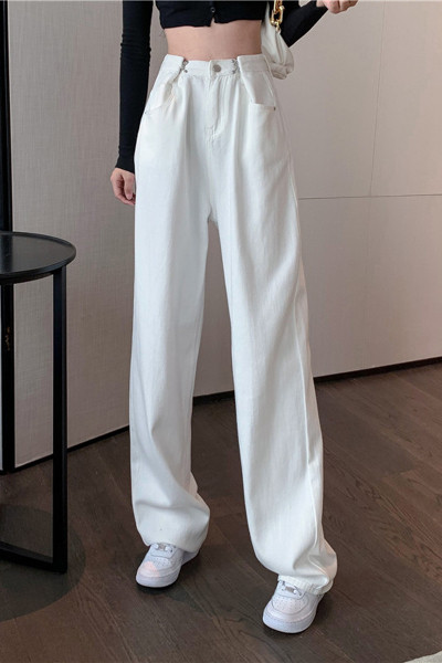 Модерни дамски дънки  с висока талия  и джобове