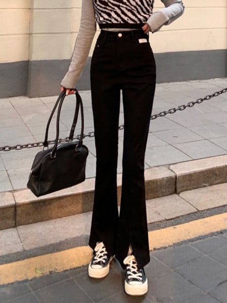 Νέο μοντέλο γυναικεία τζιν με ψηλή μέση σε μπλε και μαύρο χρώμα