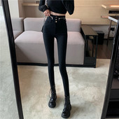 Liibuv lukuga naiste teksapükste mudel - musta värvi