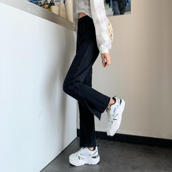 Casual τζιν με υψηλή μέση σε μαύρο χρώμα για γυναίκες